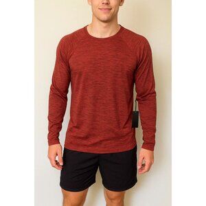 Kenneth Cole Techni-Cole Long Sleeve Active Tee Red Black Heather Small NWT